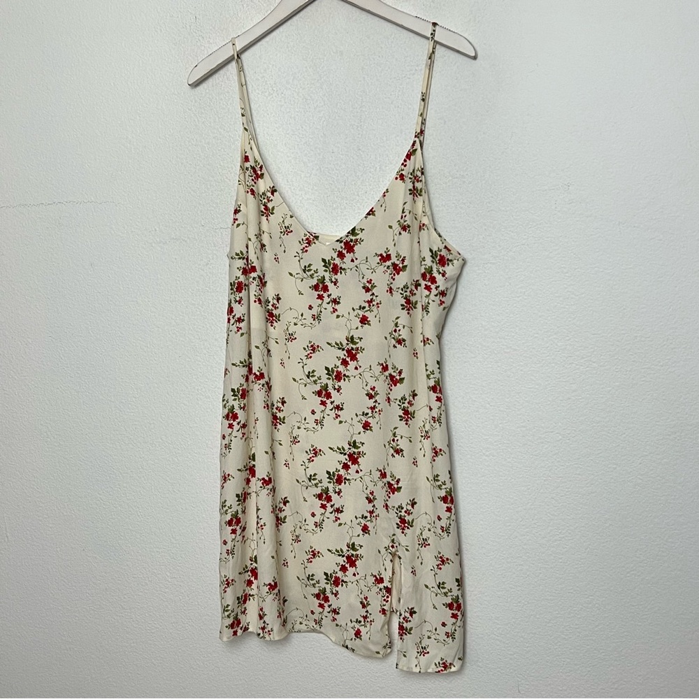 Reformation Marlowe Cream Red Floral Slip Mini Dress Size XL - Picture 3 of 7
